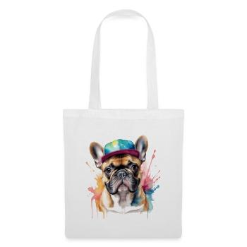 Casquette Bouledogue Français Snapback Frenchie Dog - Sac en tissu - blanc - Devant