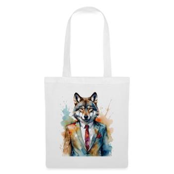 Costume de loup Imprimé de design animal coloré - Sac en tissu - blanc - Devant