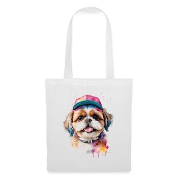 Shih Tzu Snapback Cap Chien Drôle d’Animal Print - Sac en tissu - blanc - Devant