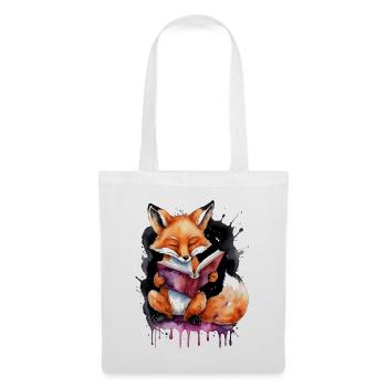Livre de lecture renard imprimé de conception animale colorée - Sac en tissu - blanc - Devant