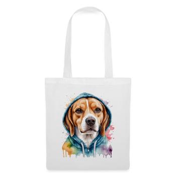 Beagle Hoodie Dog Colorful Funny Animal Design Print - Tote Bag - white - Front