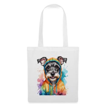 Zwergschnauzer Hoodie Hund Lustig Tier Print - Stoffbeutel - Weiß - Vorne