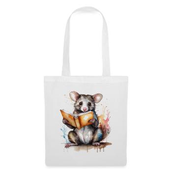 Possum Lecture Coloré Animal Design Imprimer - Sac en tissu - blanc - Devant