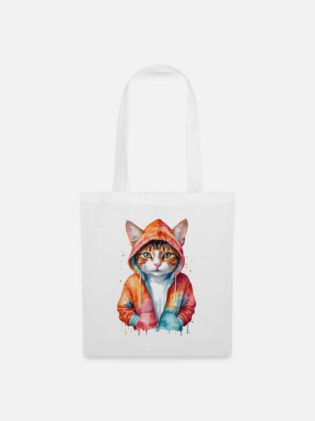 Katze Hoodie Bunt Lustig Tier Design Print - Mulepose - hvid