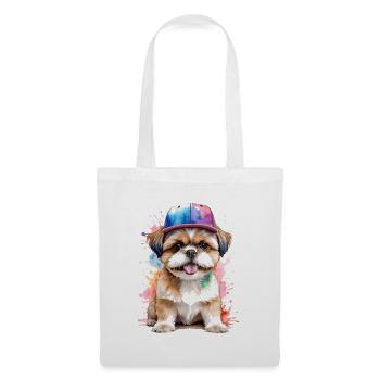 Shih Tzu Snapback Cap Chien Drôle Animal Print - Sac en tissu - blanc - Devant