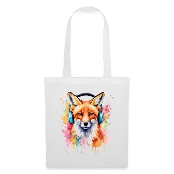 Fuchs Kopfhörer Musik Bunt Tier Design Print - Stoffbeutel - Weiß - Vorne