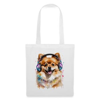 Casque de Poméranie Chien Imprimer - Sac en tissu - blanc - Devant
