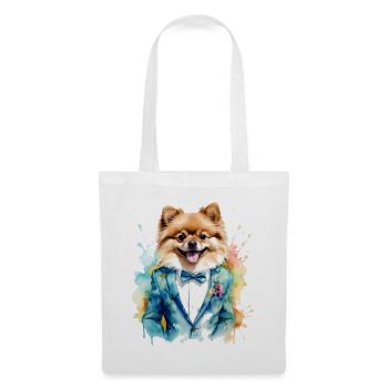 Poméranien Poméranien Costume Chien Imprimé Coloré - Sac en tissu - blanc - Devant