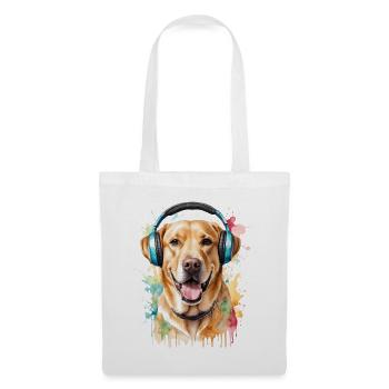 Labrador Retriever Kopfhörer Hund Tier Print - Stoffbeutel - Weiß - Vorne