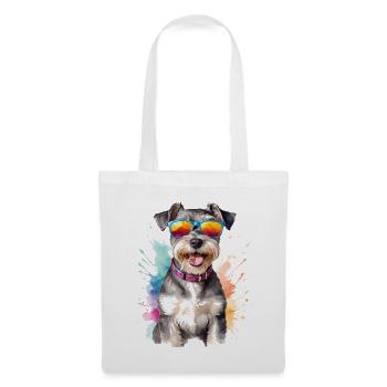 Zwergschnauzer Sonnenbrille Hund Lustig Tier Print - Stoffbeutel - Weiß - Vorne