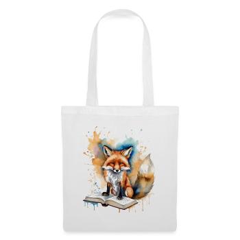Renard lecture livre Coloré Animal Design Imprimer - Sac en tissu - blanc - Devant