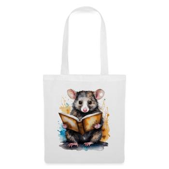Possum Lecture Coloré Animal Design Imprimer - Sac en tissu - blanc - Devant