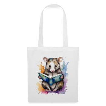 Possum Lecture Coloré Animal Design Imprimer - Sac en tissu - blanc - Devant