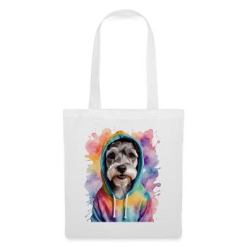 Zwergschnauzer Hoodie Hund Lustig Tier Print - Stoffbeutel - Weiß - Vorne