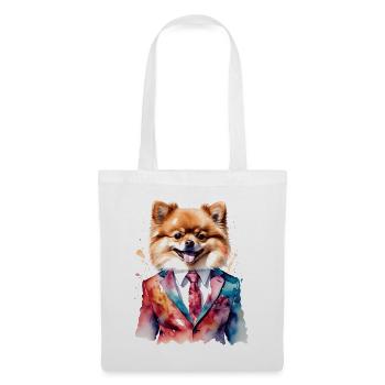 Poméranien Poméranien Costume Chien Imprimé Coloré - Sac en tissu - blanc - Devant