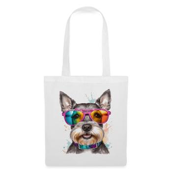 Zwergschnauzer Sonnenbrille Hund Lustig Tier Print - Stoffbeutel - Weiß - Vorne