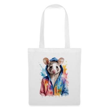 Sweat à capuche opossum Imprimé de design d’animal coloré - Sac en tissu - blanc - Devant