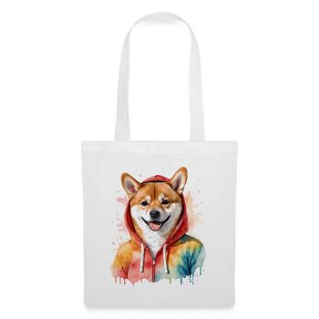 Shiba Inu Sweat à capuche chien drôle animal Design Print - Sac en tissu - blanc - Devant
