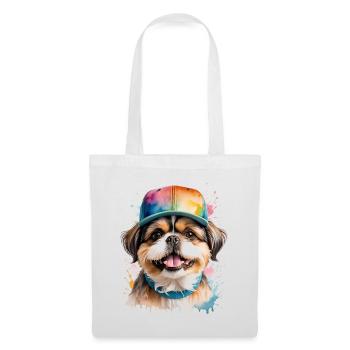 Shih Tzu Snapback Cap Chien Drôle Animal Print - Sac en tissu - blanc - Devant
