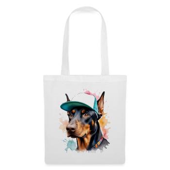 Doberman Snapback Cap Dog Funny Design Print - Tote Bag - white - Front