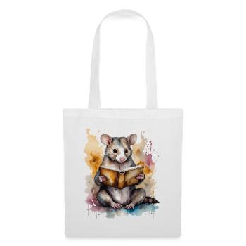 Possum Lecture Coloré Animal Design Imprimer - Sac en tissu - blanc - Devant