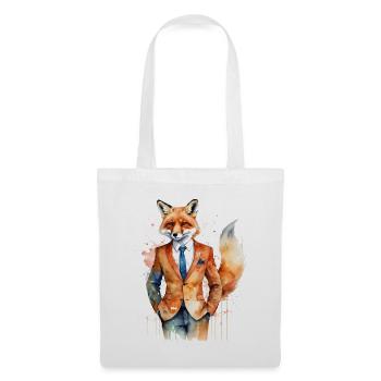 Fuchs Anzug Bunt Tier Design Print - Stoffbeutel - Weiß - Vorne