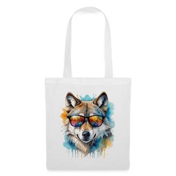 Lunettes de soleil loup Imprimé coloré Animal Design - Sac en tissu - blanc - Devant