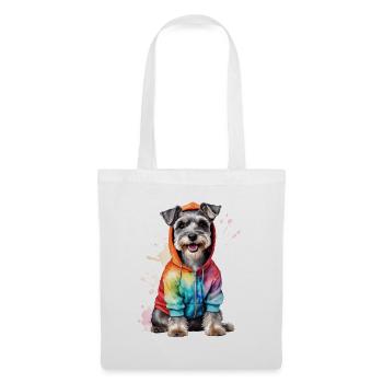 Zwergschnauzer Hoodie Hund Lustig Tier Print - Stoffbeutel - Weiß - Vorne
