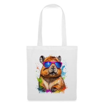 Capybara Sunglasses Capy Colorful Animal Design Print - Tote Bag - white - Front