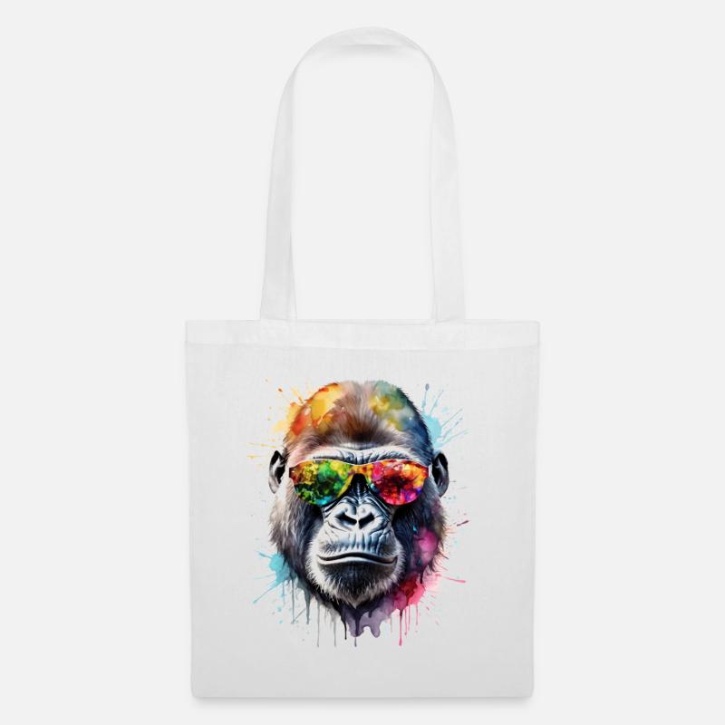 Gorilla Sonnenbrille Affe Bunt Tier Design Print - Stoffbeutel - Weiß