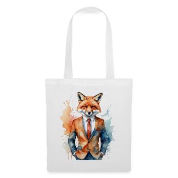 Fuchs Anzug Bunt Tier Design Print - Stoffbeutel - Weiß - Vorne
