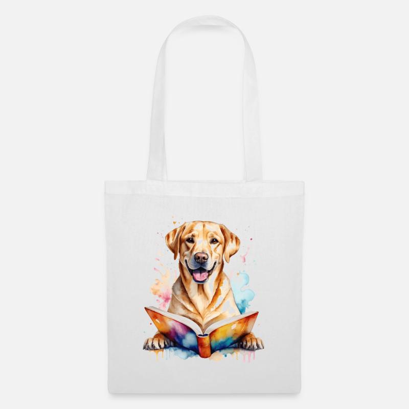 Labrador Retriever Lesen Buch Hund Design Print - Stoffbeutel - Weiß