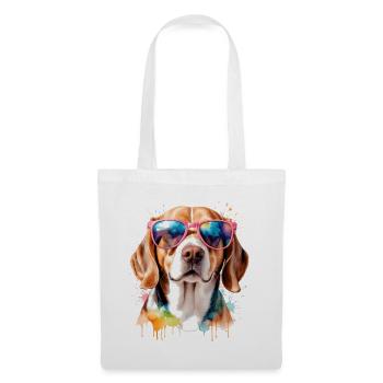 Beagle Sonnenbrille Hund Lustig Tier Design Print - Stoffbeutel - Weiß - Vorne