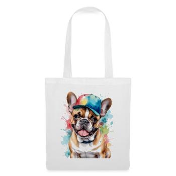 Bouledogue Français Snapback Cap Frenchie Dog - Sac en tissu - blanc - Devant