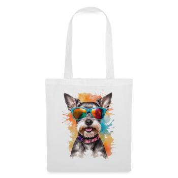 Zwergschnauzer Sonnenbrille Hund Lustig Tier Print - Stoffbeutel - Weiß - Vorne