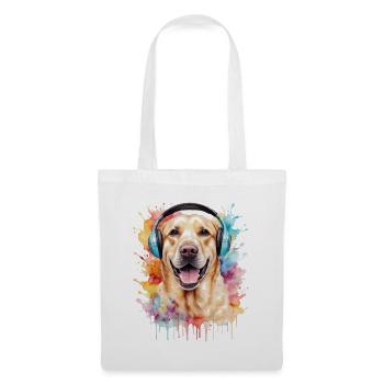 Labrador Retriever Kopfhörer Hund Tier Print - Stoffbeutel - Weiß - Vorne