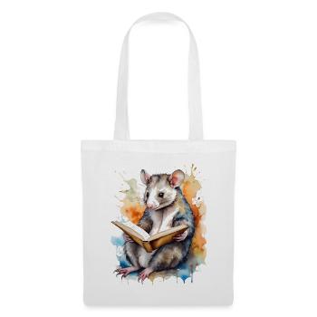 Possum Lecture Coloré Animal Design Imprimer - Sac en tissu - blanc - Devant