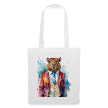 Capybara Anzug Capy Bunt Tier Design Print - Stoffbeutel - Weiß - Vorne