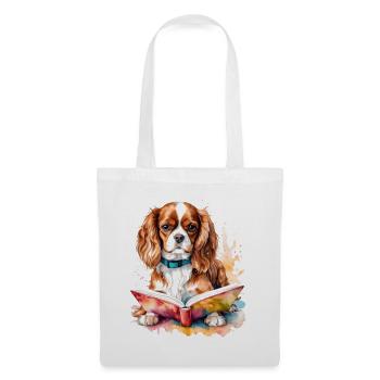 Cavalier King Charles Spaniel Lecture Livre Chien - Sac en tissu - blanc - Devant