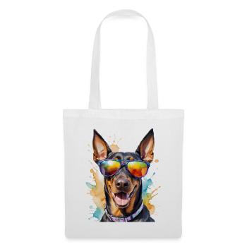 Doberman Sunglasses Dog Funny Design Print - Tote Bag - white - Front