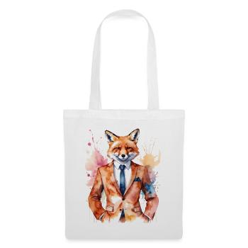 Fuchs Anzug Bunt Tier Design Print - Stoffbeutel - Weiß - Vorne