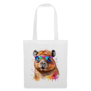 Lunettes de soleil Capybara Capy Colorful Animal Design Print - Sac en tissu - blanc - Devant
