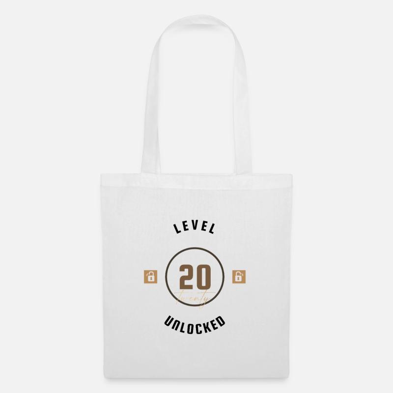 20. Geburtstag Level twenty unlocked, Geschenk - Stoffbeutel - Weiß