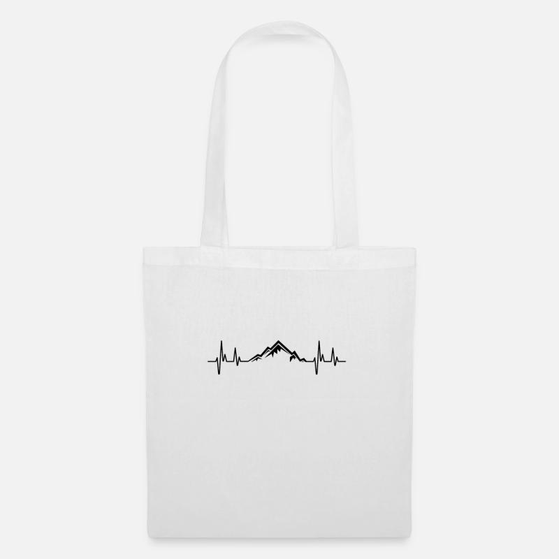 Mountains Heartbeat Geschenk - Stoffbeutel - Weiß