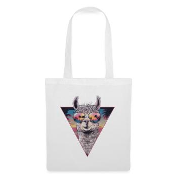 Lama d'été avec des lunettes de soleil cadeau - Sac en tissu - blanc - Devant