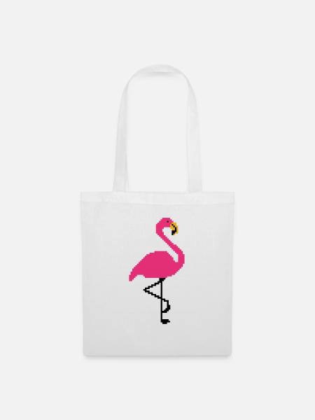 Flamingo PIxel Art - Tote Bag - white