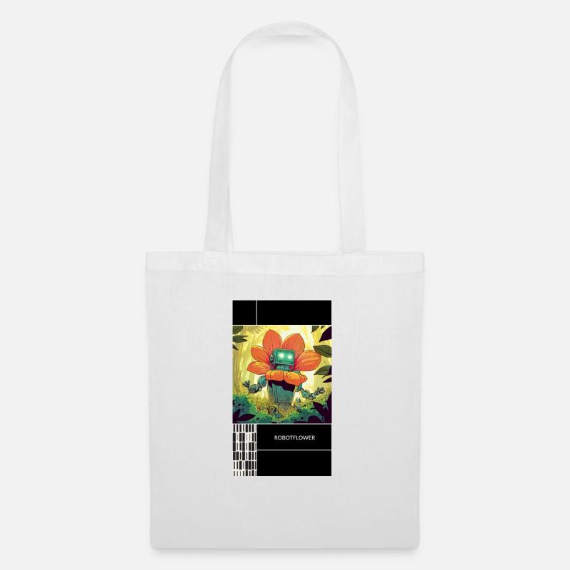 Robotflower 1 - Stoffbeutel - Weiß