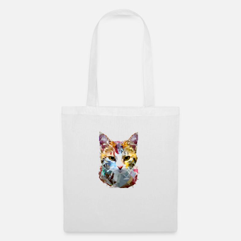 Abstrakte Polygon geometrische Katze - Stoffbeutel - Weiß
