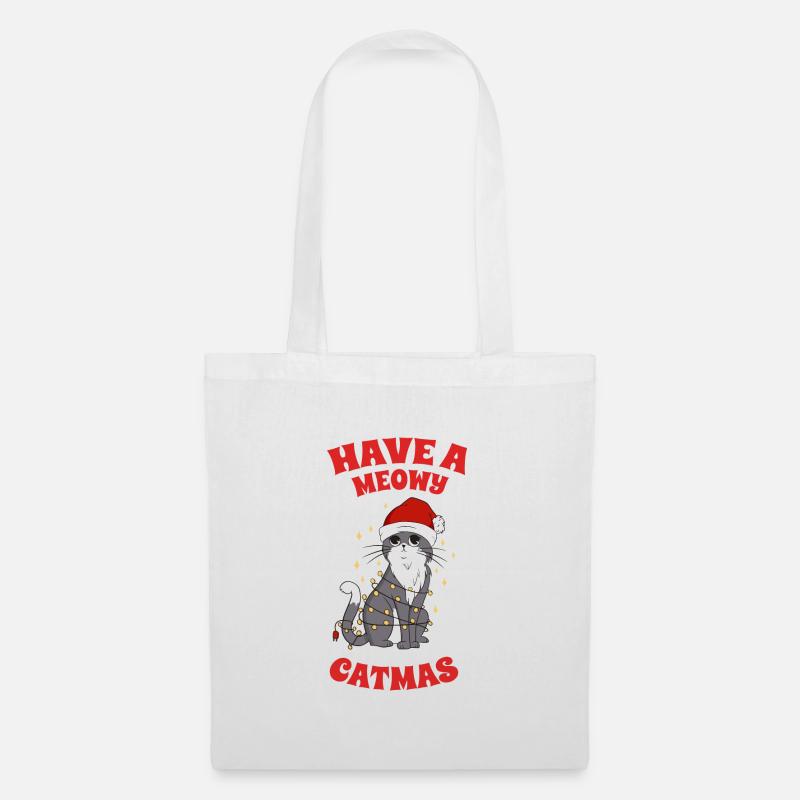 Har en Meowy Catmas Funny Santa Cat - Mulepose - hvid