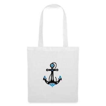 Anker, 23 Farben möglich, Tattoo Style, Maritim - Stoffbeutel - Weiß - Vorne